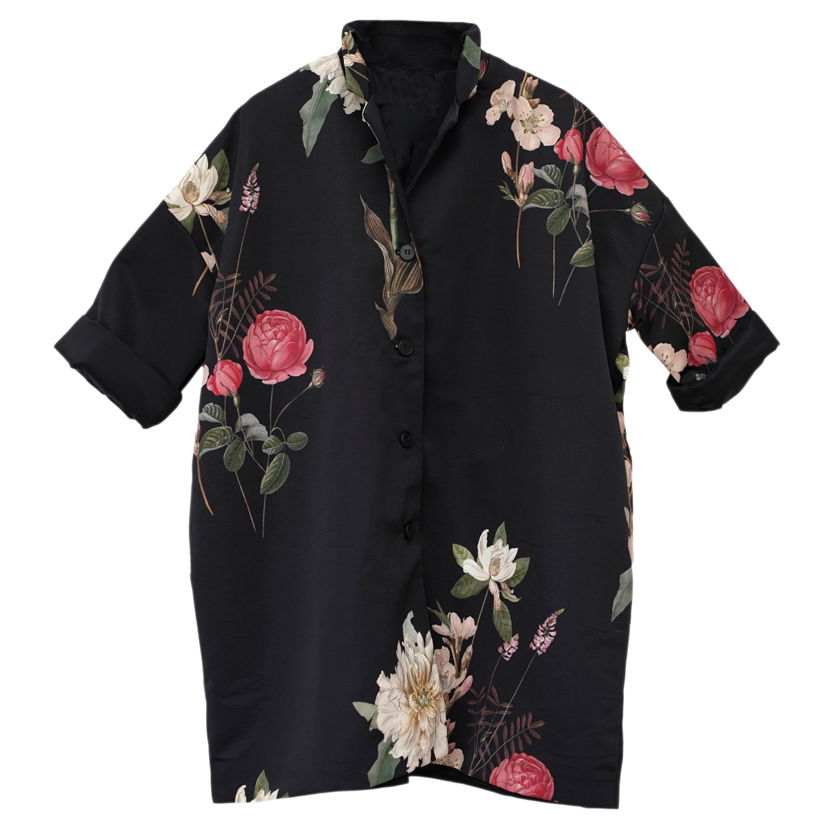 Cloet (Abrigo estilo japones con rosas ) Black - WOW concept – WOW Concept
