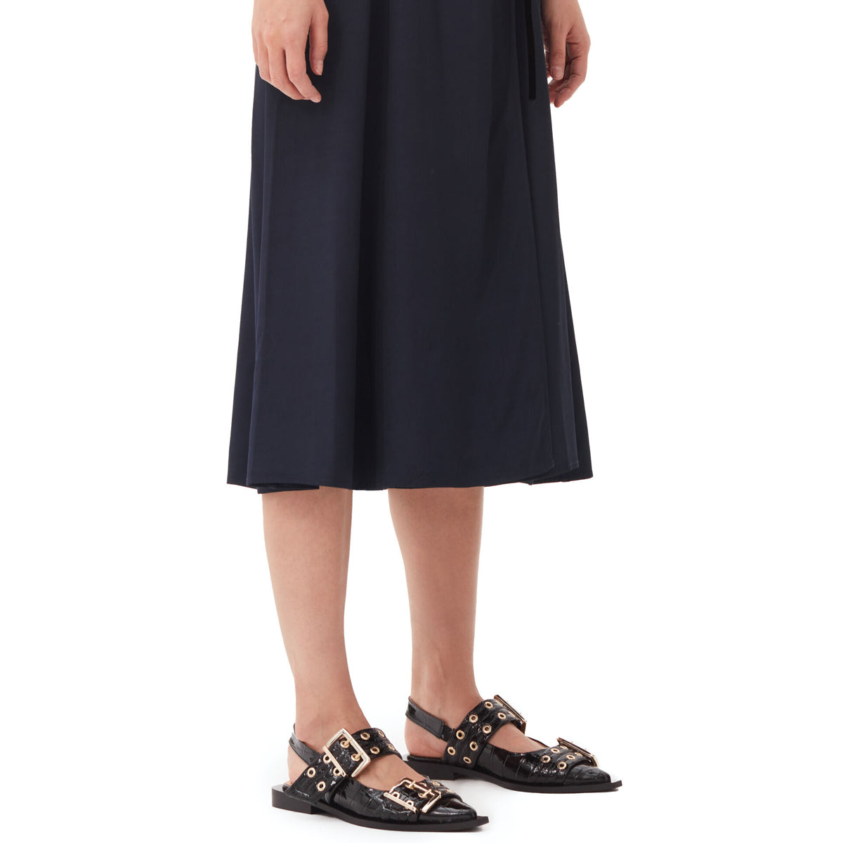 Ganni (FEMININE BUCKLE BALLERINA CROCO) Black - WOW concept